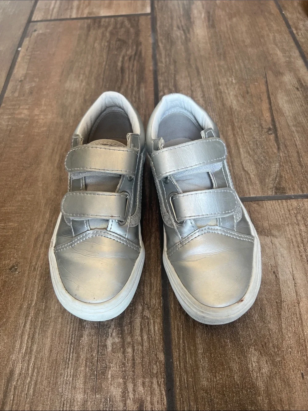 Vans Kids Metallic Silver Velcro Skate Sneakers